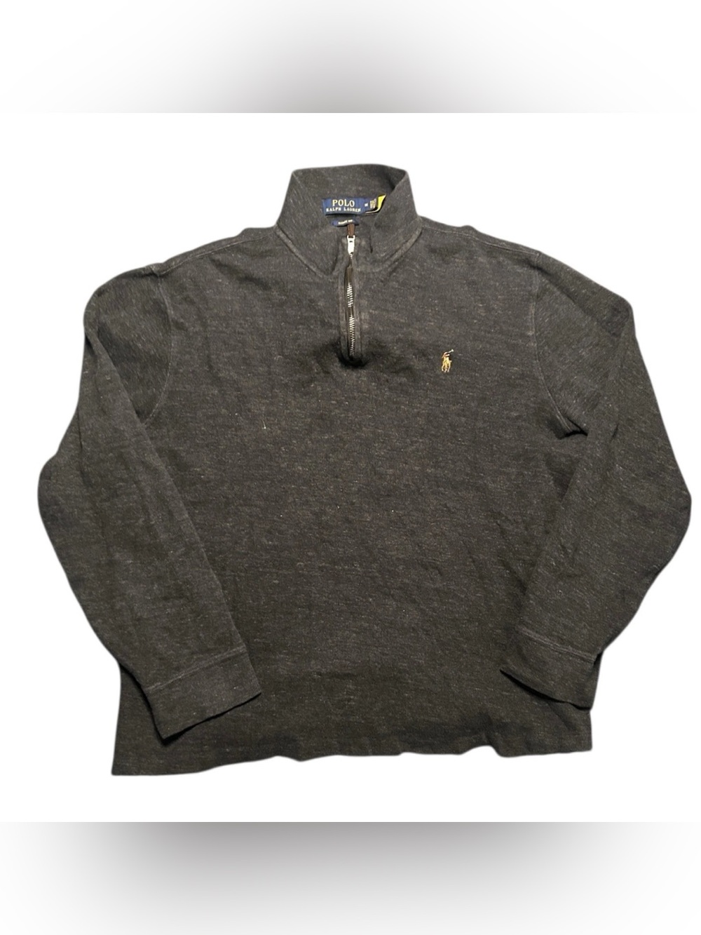 Polo Ralph Lauren Luxury Estate Rib Pullover Sweater Men’s Medium 1/4 Zip Gray